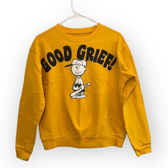 Peanuts Tops - Peanuts Charlie Brown “Good Grief” Yellow Sweatshirt Size S